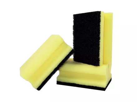 Manche de tampon à récurer jaune et vert 100 x 70 x 45 mm